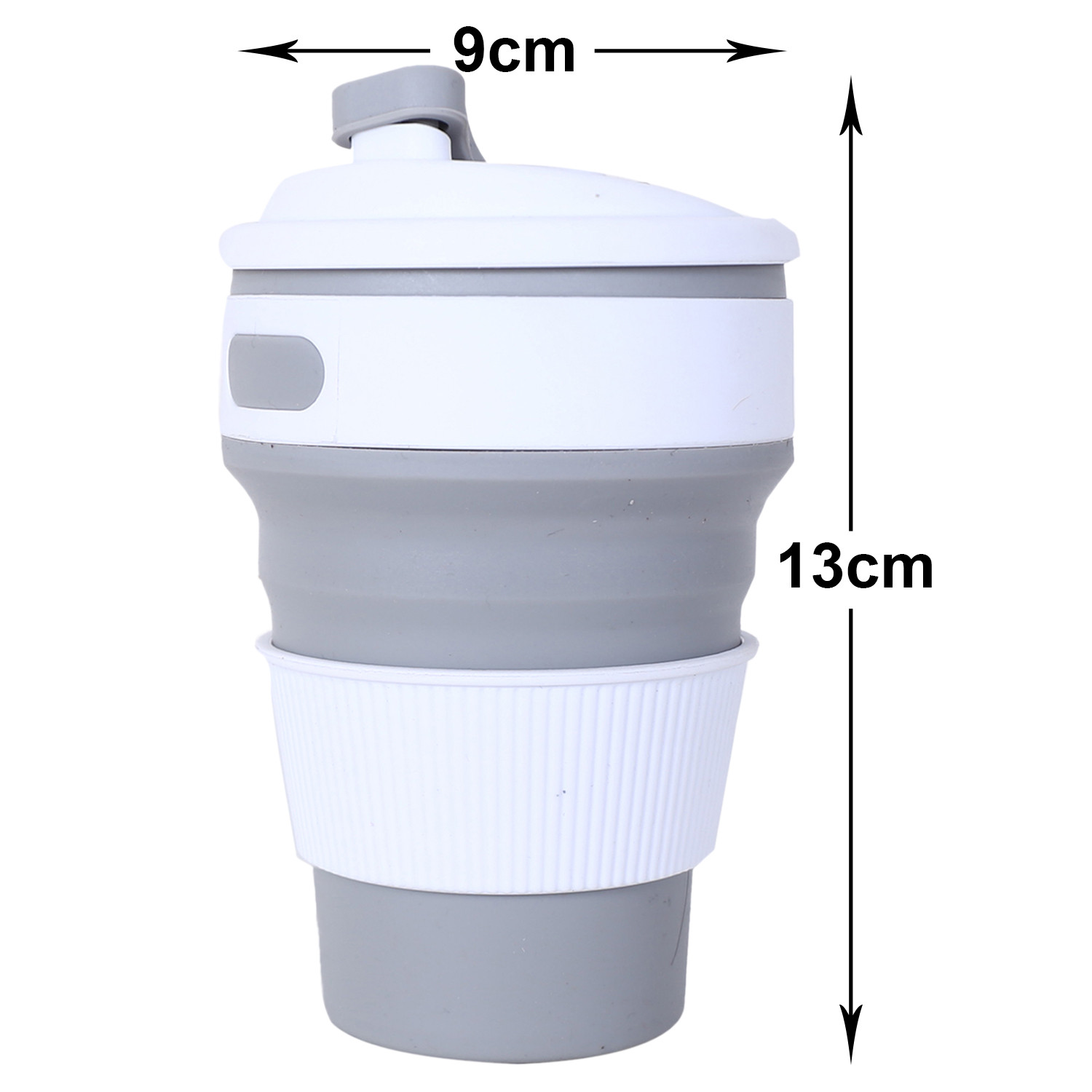 Kuber Industries Collapsible Coffee Cup|Silicone Portable Travel Coffee Mug|Camping Cup with Lid for Travel,Hiking Outdoors,350 ML,(Gray)