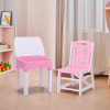 Collapsible Junior Study Table & Chair Set With Storage For Stationary | Multipurpose Dining Table For Eating & Homework / Reading Desk | Pink & White