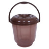 Kuber Industries Colorful Homeware Bucket|Unbreakable Plastic Bucket|Transparent Bucket with Lid &amp; Handle for Bathroom,Home Use,13 Litre (Brown)