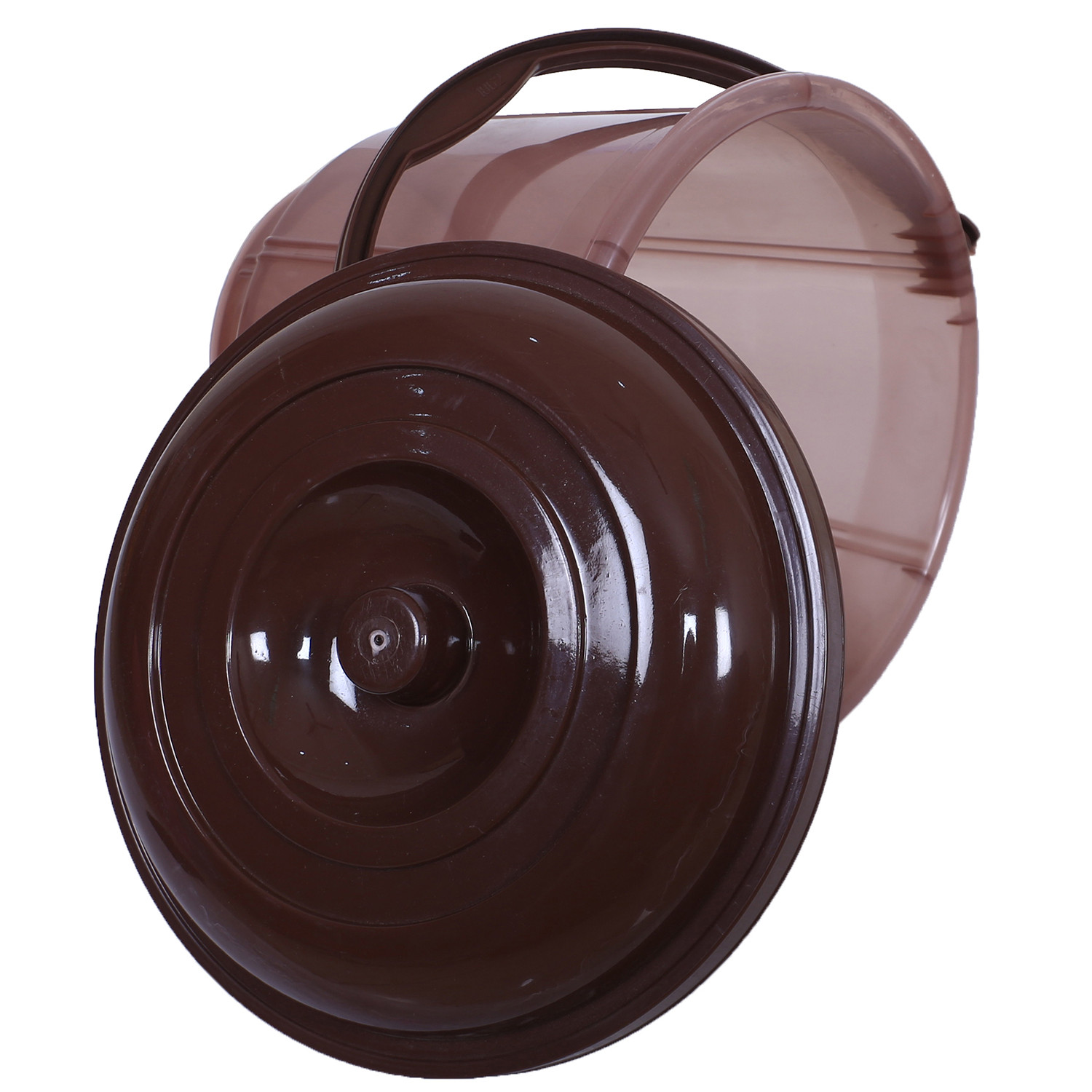 Kuber Industries Colorful Homeware Bucket|Unbreakable Plastic Bucket|Transparent Bucket with Lid & Handle for Bathroom,Home Use,13 Litre (Brown)