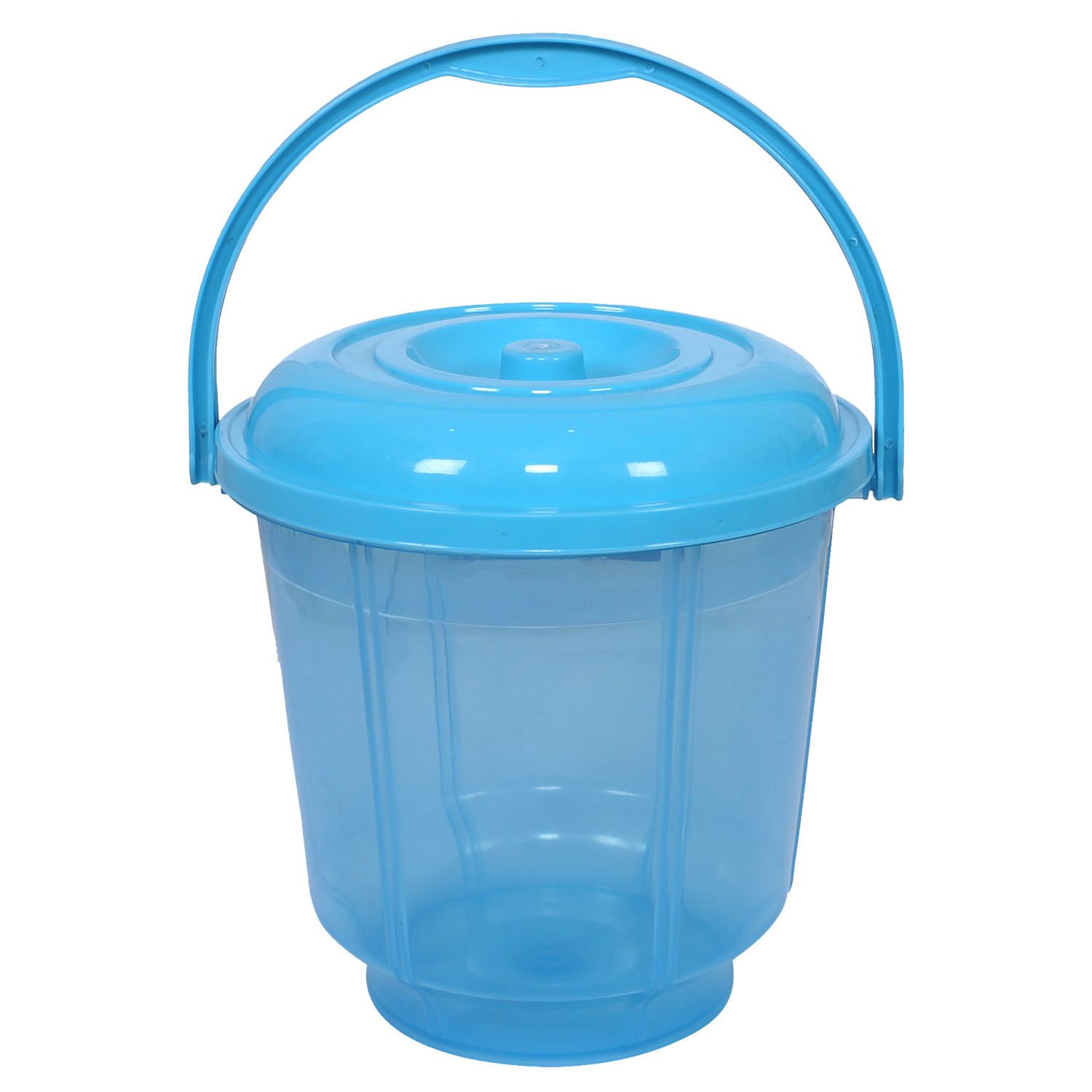 Kuber Industries Colorful Homeware Bucket|Unbreakable Plastic Bucket|Transparent Bucket with Lid & Handle for Bathroom,Home Use,13 Litre (Sky Blue)
