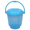 Kuber Industries Colorful Homeware Bucket|Unbreakable Plastic Bucket|Transparent Bucket with Lid &amp; Handle for Bathroom,Home Use,13 Litre (Sky Blue)