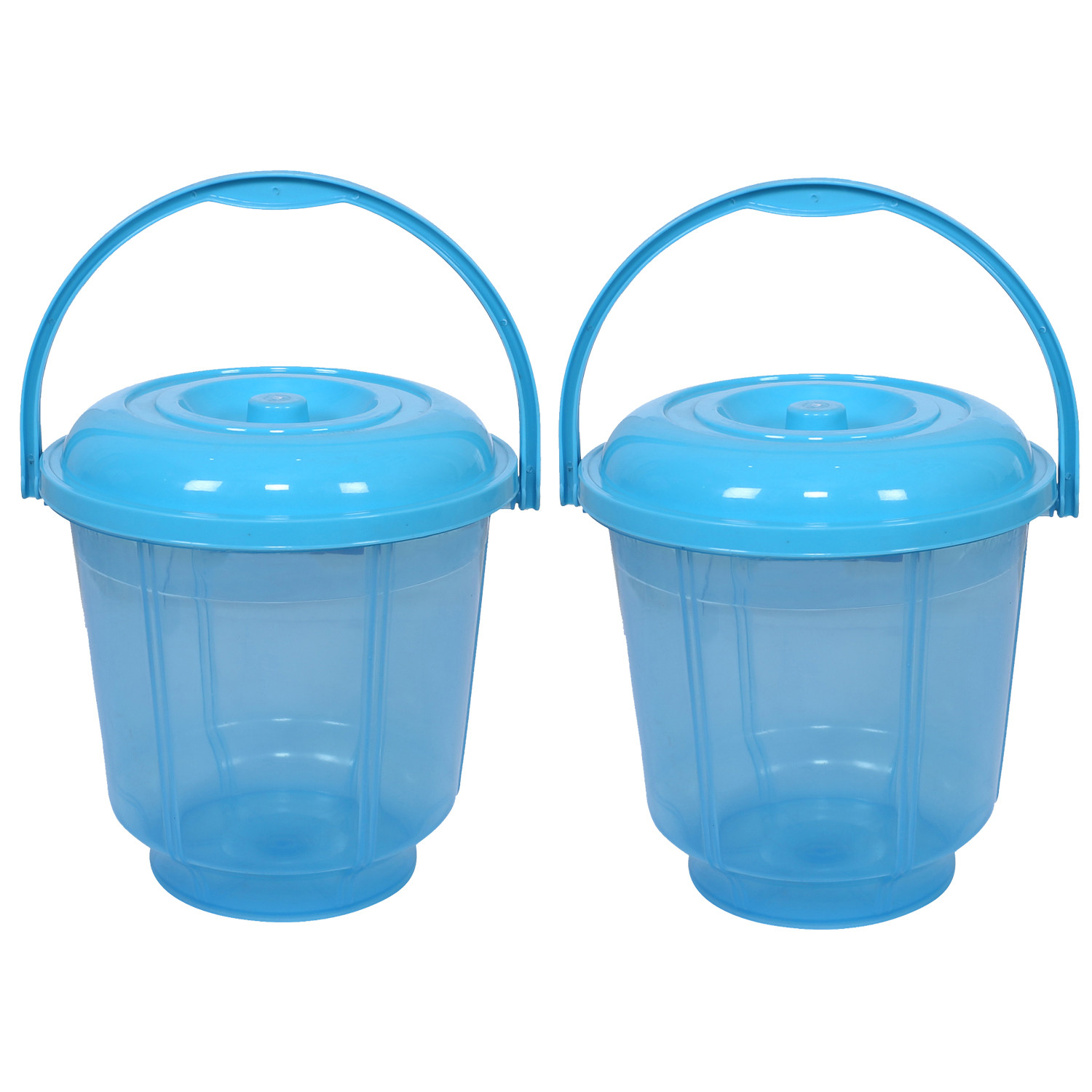 Kuber Industries Colorful Homeware Bucket|Unbreakable Plastic Bucket|Transparent Bucket with Lid & Handle for Bathroom,Home Use,13 Litre (Sky Blue)