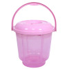Kuber Industries Colorful Homeware Bucket|Unbreakable Plastic Bucket|Transparent Bucket with Lid &amp; Handle for Bathroom,Home Use,13 Litre (Pink)