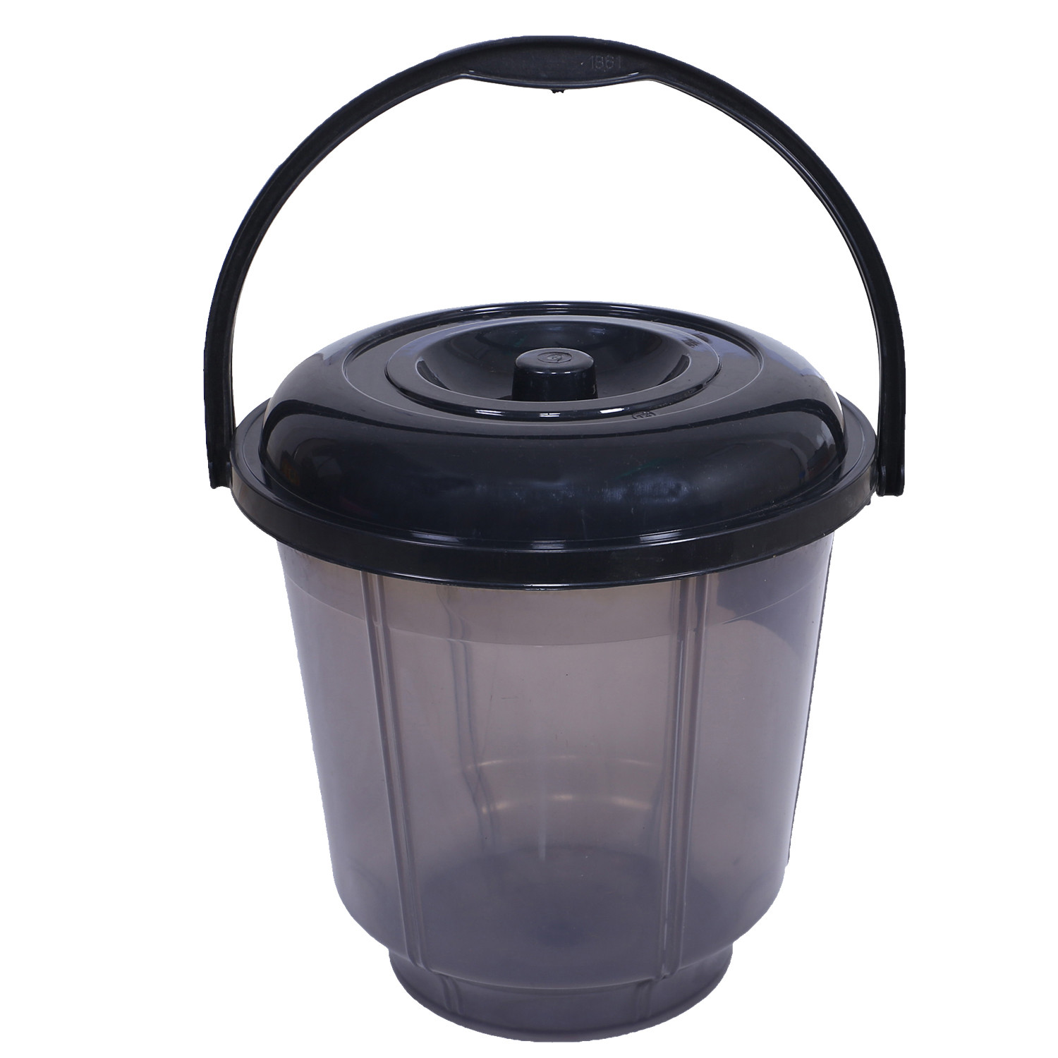 Kuber Industries Colorful Homeware Bucket|Unbreakable Plastic Bucket|Transparent Bucket with Lid & Handle for Bathroom,Home Use,13 Litre (Black)