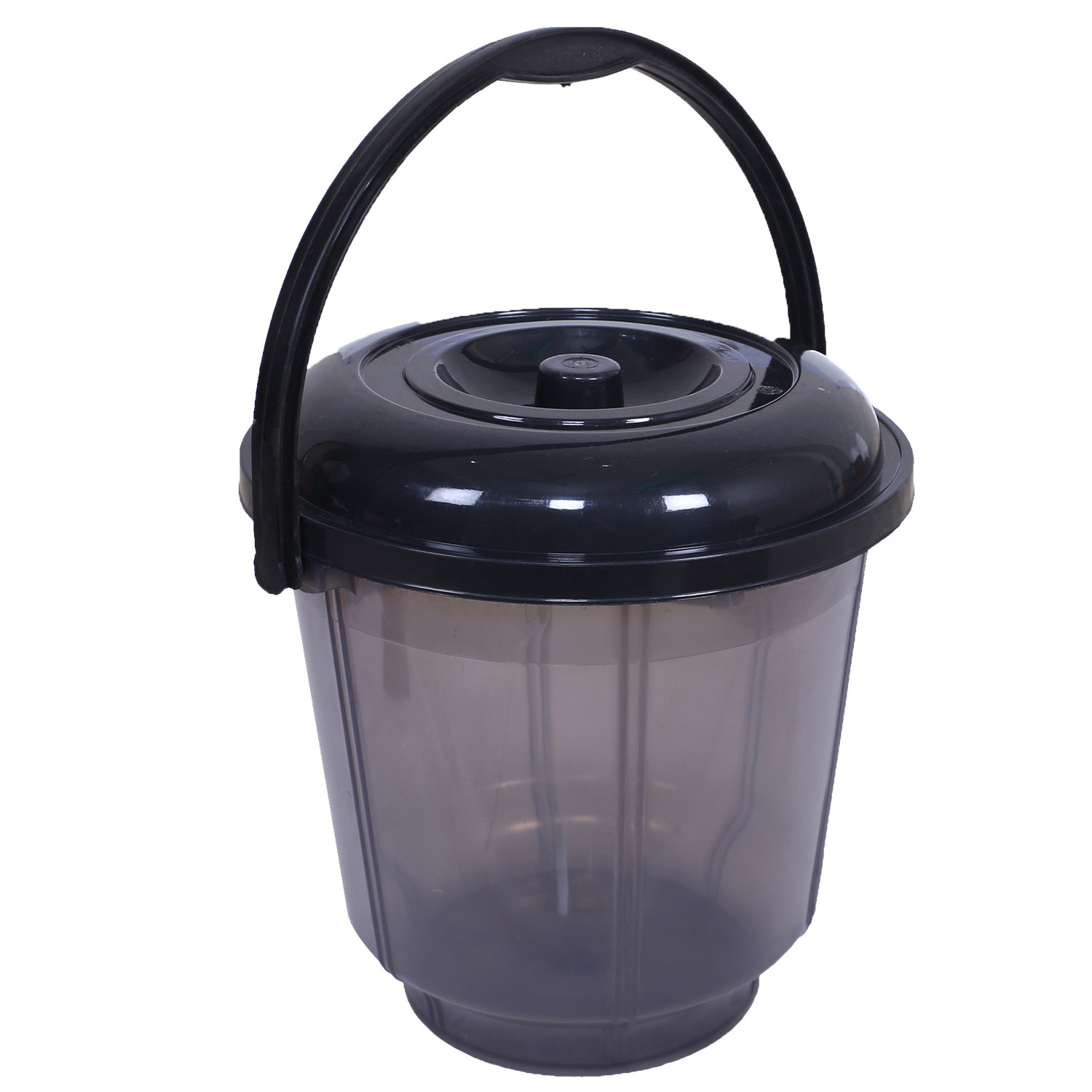 Kuber Industries Colorful Homeware Bucket|Unbreakable Plastic Bucket|Transparent Bucket with Lid & Handle for Bathroom,Home Use,13 Litre (Black)