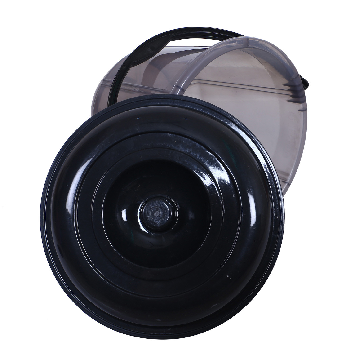 Kuber Industries Colorful Homeware Bucket|Unbreakable Plastic Bucket|Transparent Bucket with Lid & Handle for Bathroom,Home Use,13 Litre (Black)