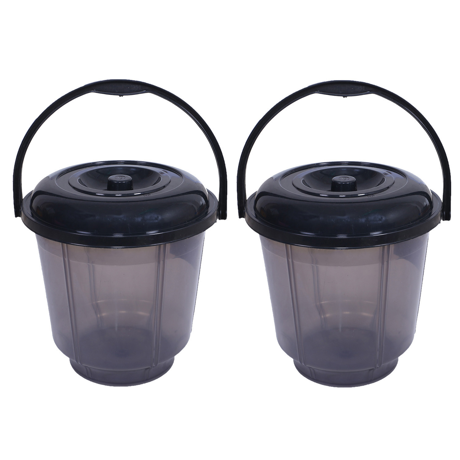 Kuber Industries Colorful Homeware Bucket|Unbreakable Plastic Bucket|Transparent Bucket with Lid & Handle for Bathroom,Home Use,13 Litre (Black)