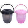 Kuber Industries Colorful Homeware Bucket|Unbreakable Plastic Bucket|Transparent Bucket with Lid &amp; Handle for Bathroom,Home Use,13 Litre,Pack of 2 (Black &amp; Pink)