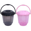 Kuber Industries Colorful Homeware Bucket|Unbreakable Plastic Bucket|Transparent Bucket with Lid &amp; Handle for Bathroom,Home Use,13 Litre,Pack of 2 (Black &amp; Pink)