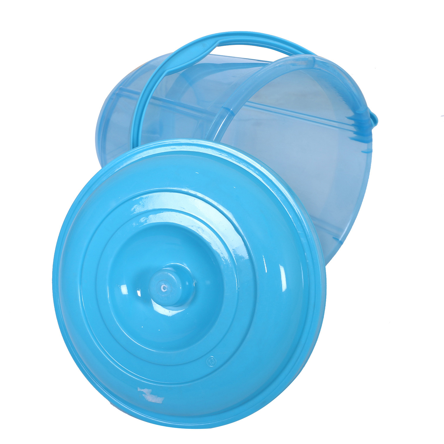 Kuber Industries Colorful Homeware Bucket|Unbreakable Plastic Bucket|Transparent Bucket with Lid & Handle for Bathroom,Home Use,13 Litre,Pack of 2 (Sky Blue & Brown)
