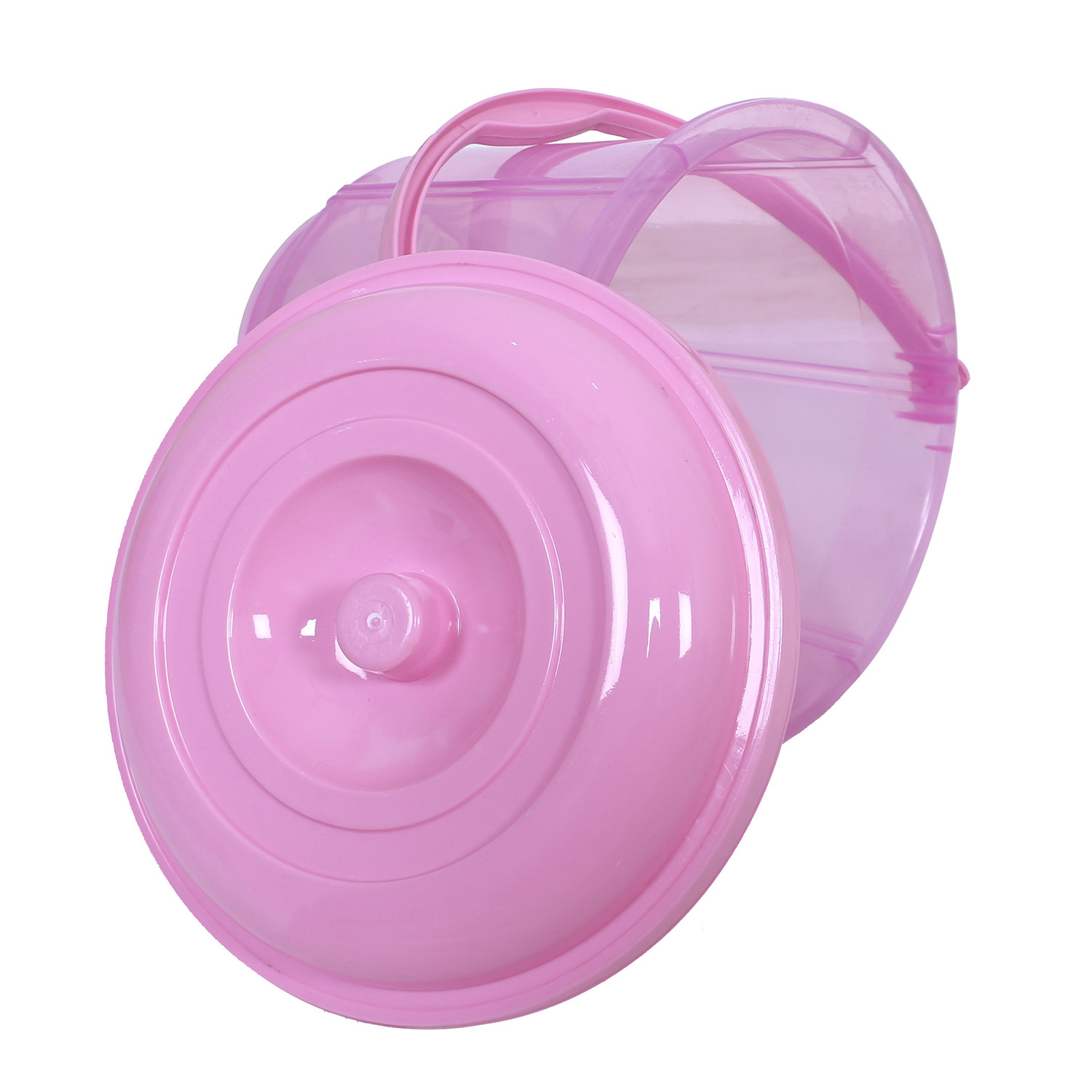 Kuber Industries Colorful Homeware Bucket|Unbreakable Plastic Bucket|Transparent Bucket with Lid & Handle for Bathroom,Home Use,13 Litre,Pack of 2 (Pink & Brown)