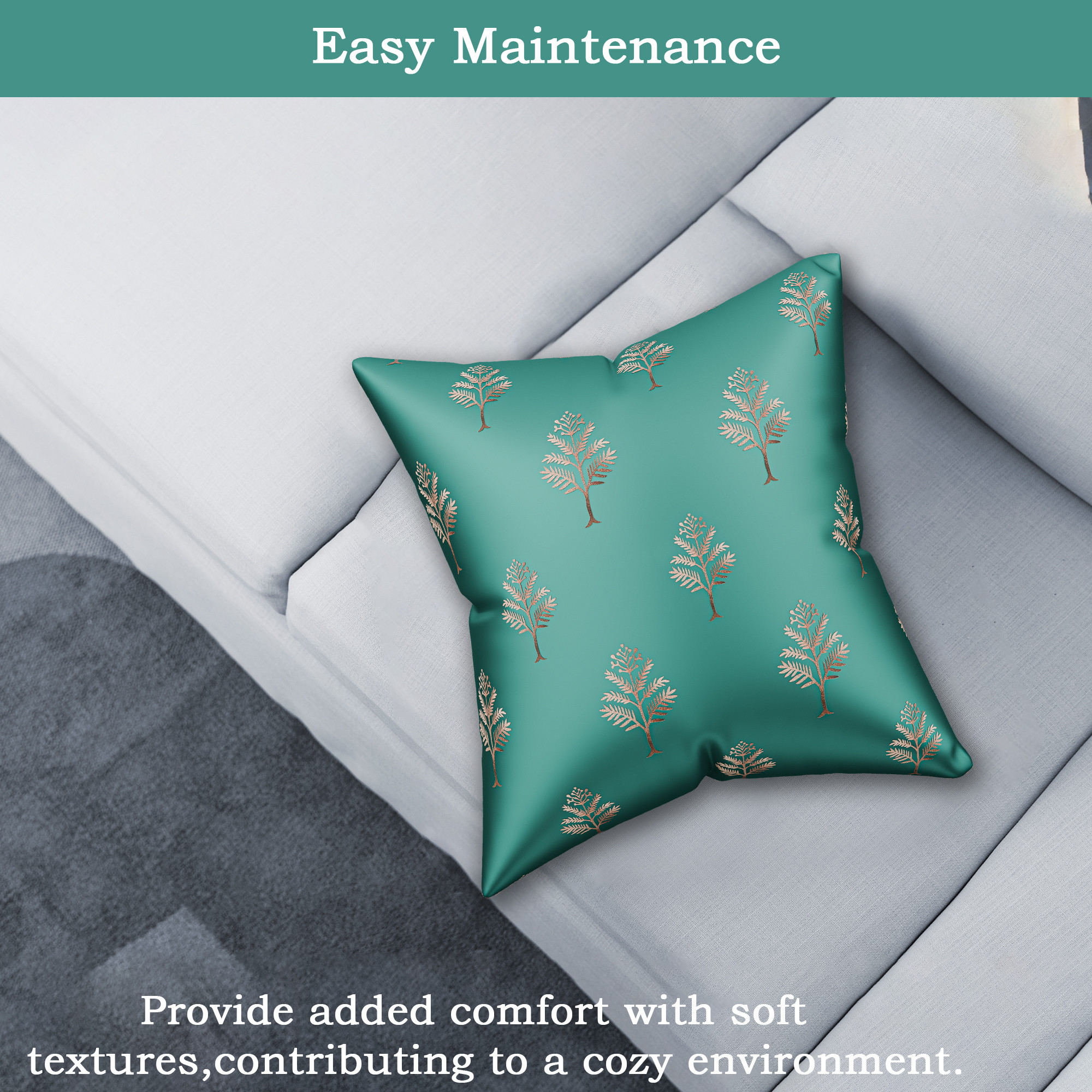 Kuber Industries Combo of 7 Pcs Cushion  Bolster Covers  Square Throw Pillow Cushion Covers  Bedside Long Round Bolster Cover with Drawstring for Diwan Set  Golden Tree - Green