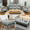 Combo of Soft Velvet Sofa, Center & Dining Table Cover for Living Room and Home Decor | Anti-Slip Teapoy Table Top and Sofa Seat Protector | Lining Check - Grey