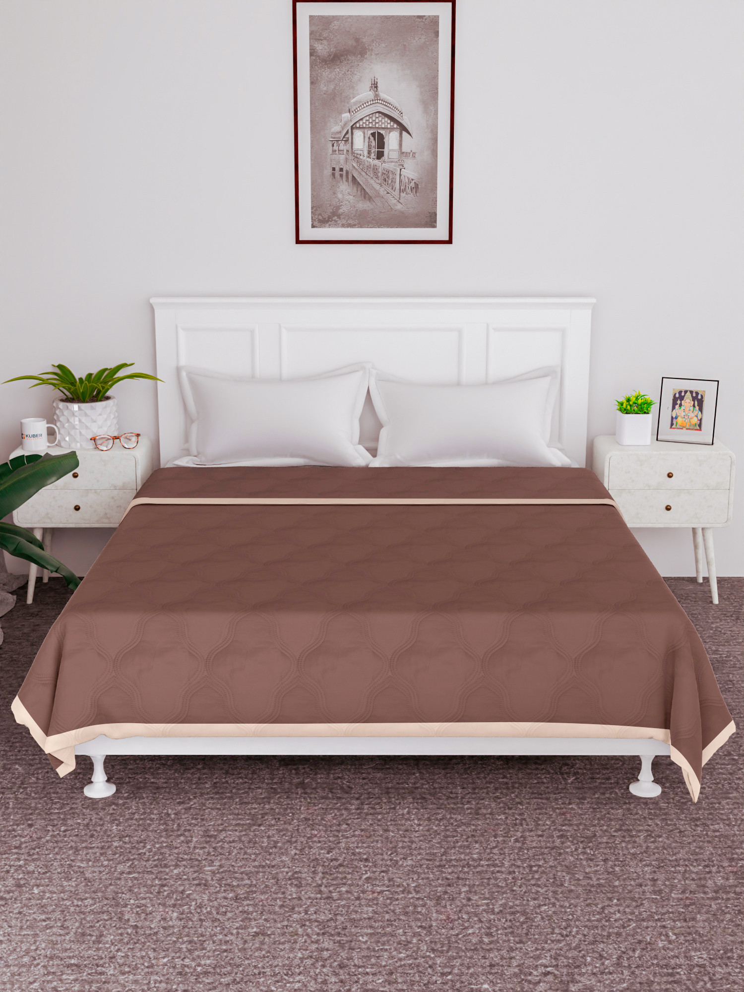 Kuber Industries Comforter  Microfiber Blanket for Summer  Blanket for Winter  Quilted Blanket Cover  Reversible Comforter  Blanket for Double Bed  Brown
