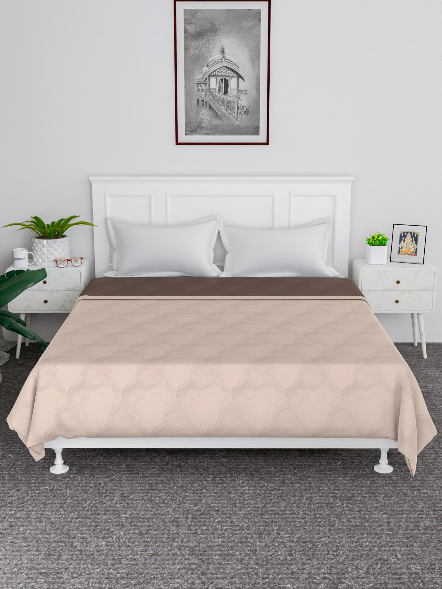 Kuber Industries Comforter  Microfiber Blanket for Summer  Blanket for Winter  Quilted Blanket Cover  Reversible Comforter  Blanket for Double Bed  Cream