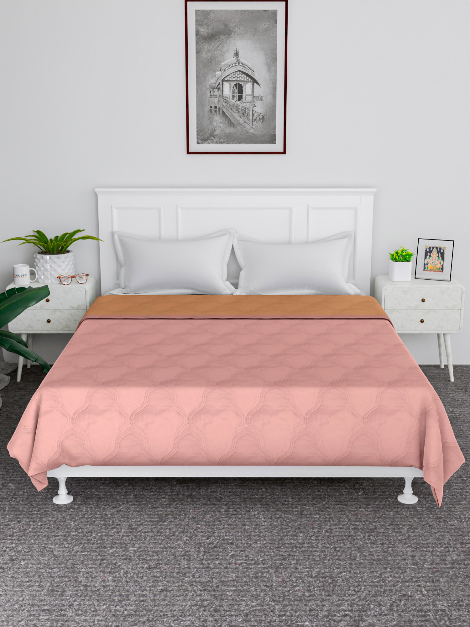 Kuber Industries Comforter  Microfiber Blanket for Summer  Blanket for Winter  Quilted Blanket Cover  Reversible Comforter  Blanket for Double Bed  Pink