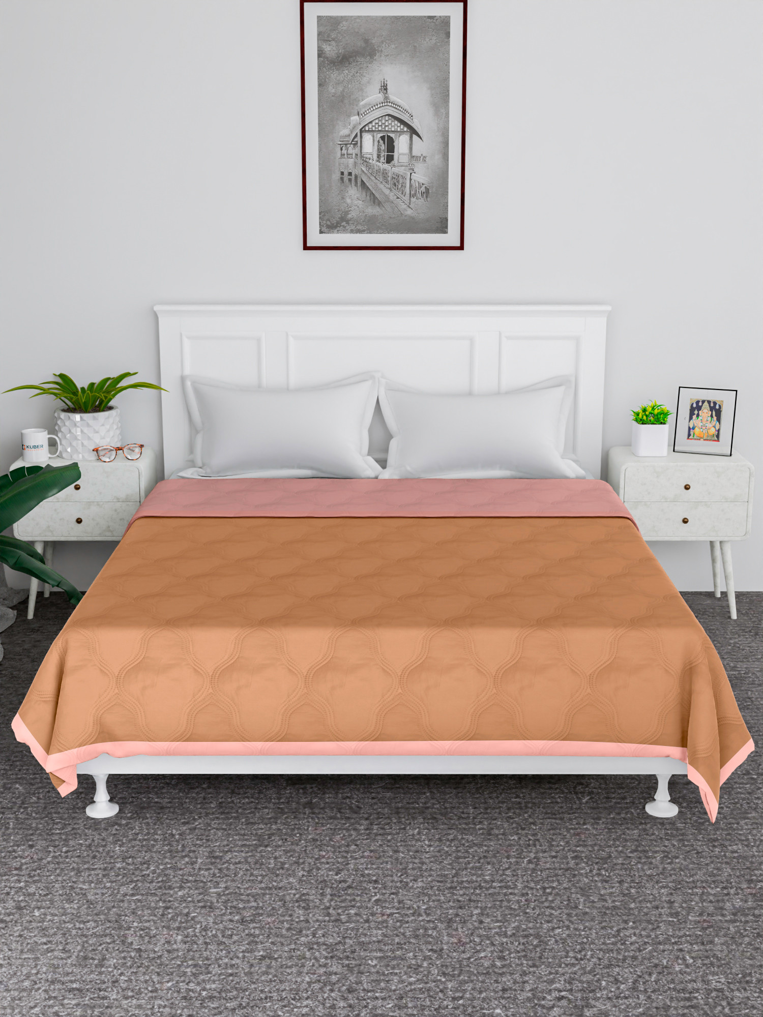 Kuber Industries Comforter | Microfiber Blanket for Summer | Blanket for Winter | Quilted Blanket Cover | Reversible Comforter | Blanket for Double Bed | Beige