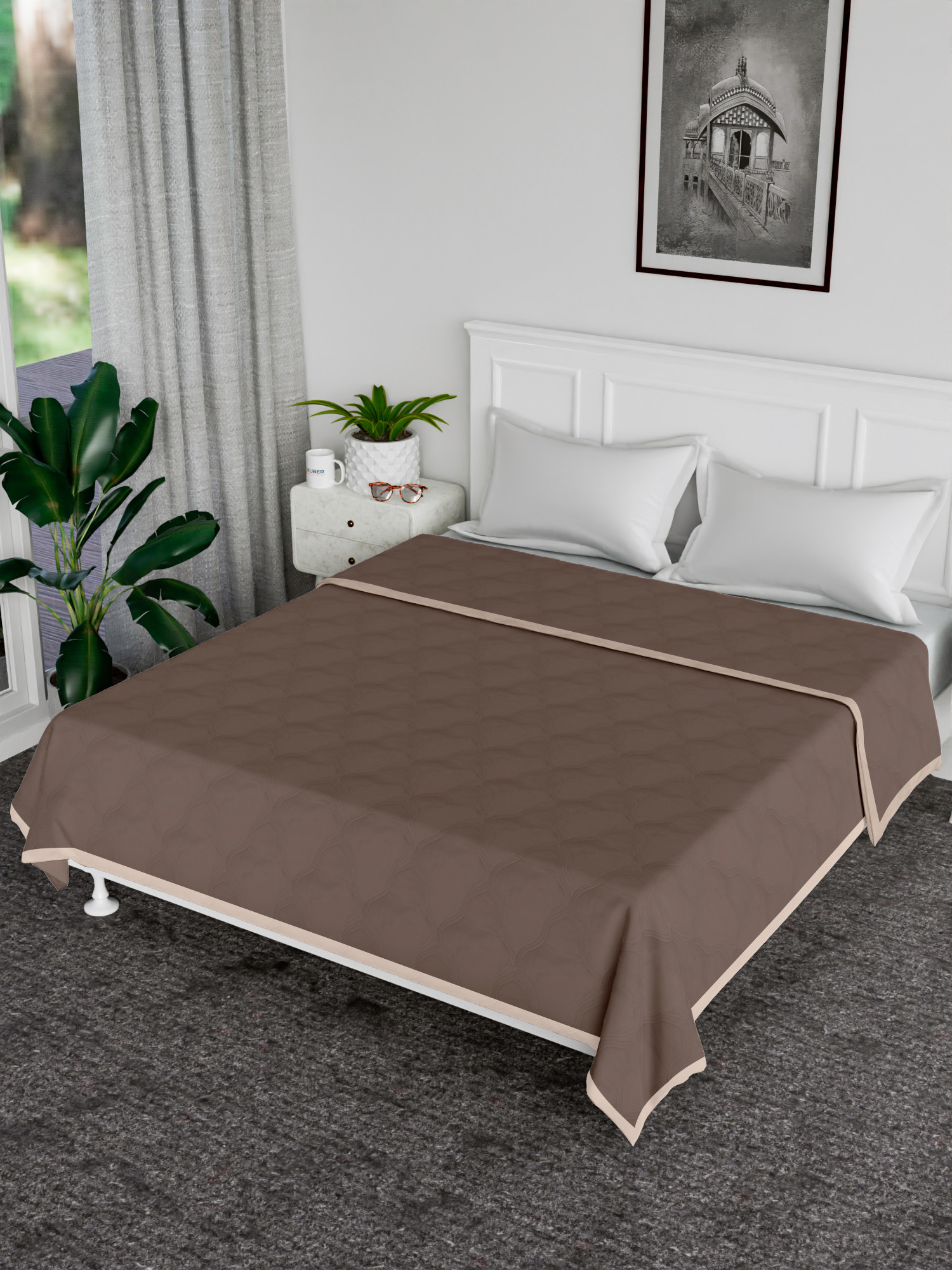 Kuber Industries Comforter | Microfiber Blanket for Summer | Blanket for Winter | Quilted Blanket Cover | Reversible Comforter | Blanket for Double Bed | Gray