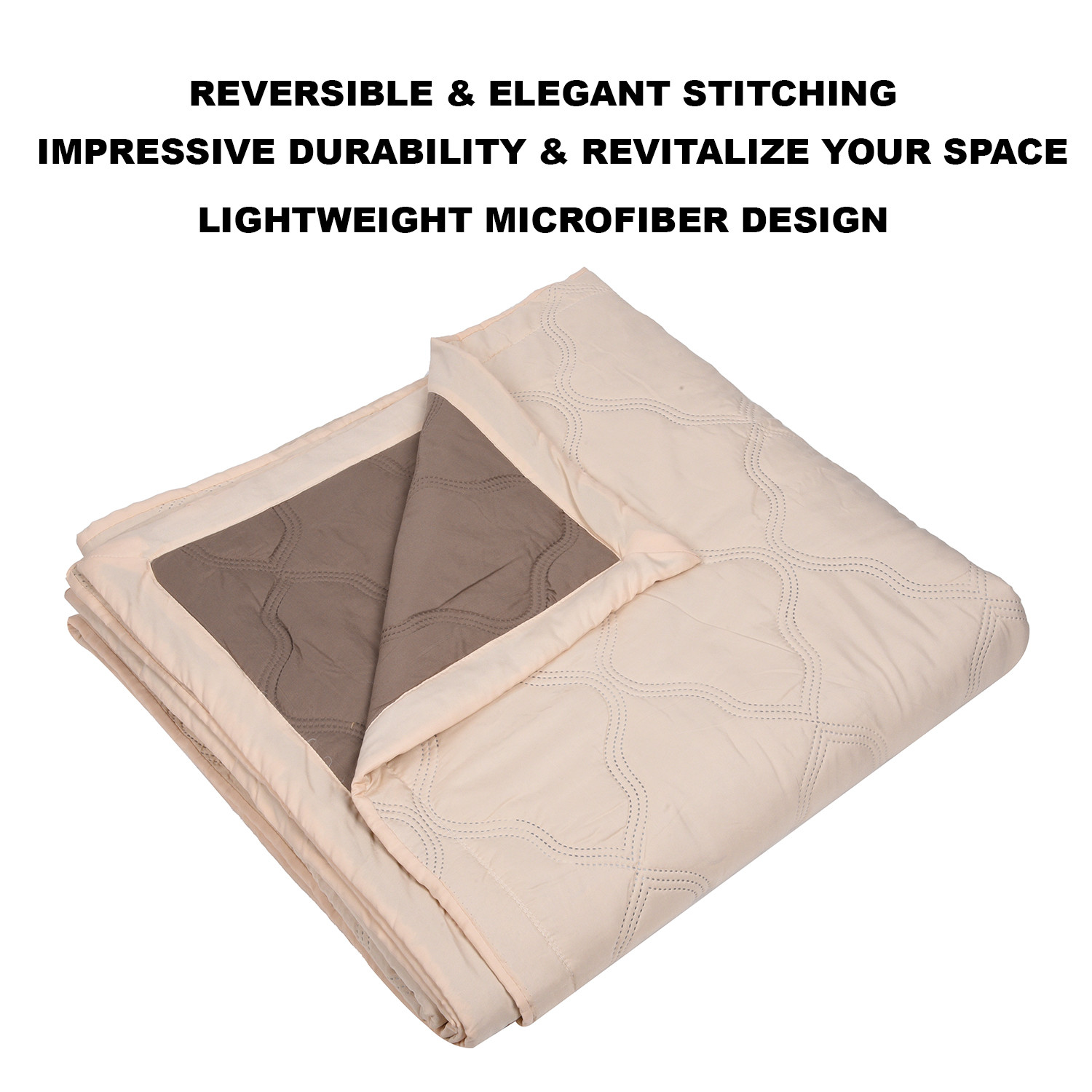 Kuber Industries Comforter | Microfiber Blanket for Summer | Blanket for Winter | Quilted Blanket Cover | Reversible Comforter | Blanket for Double Bed | Cream
