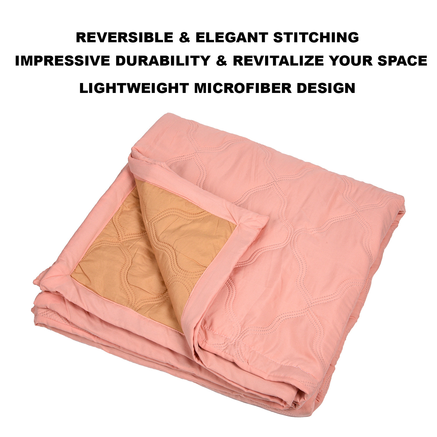 Kuber Industries Comforter | Microfiber Blanket for Summer | Blanket for Winter | Quilted Blanket Cover | Reversible Comforter | Blanket for Double Bed | Peach