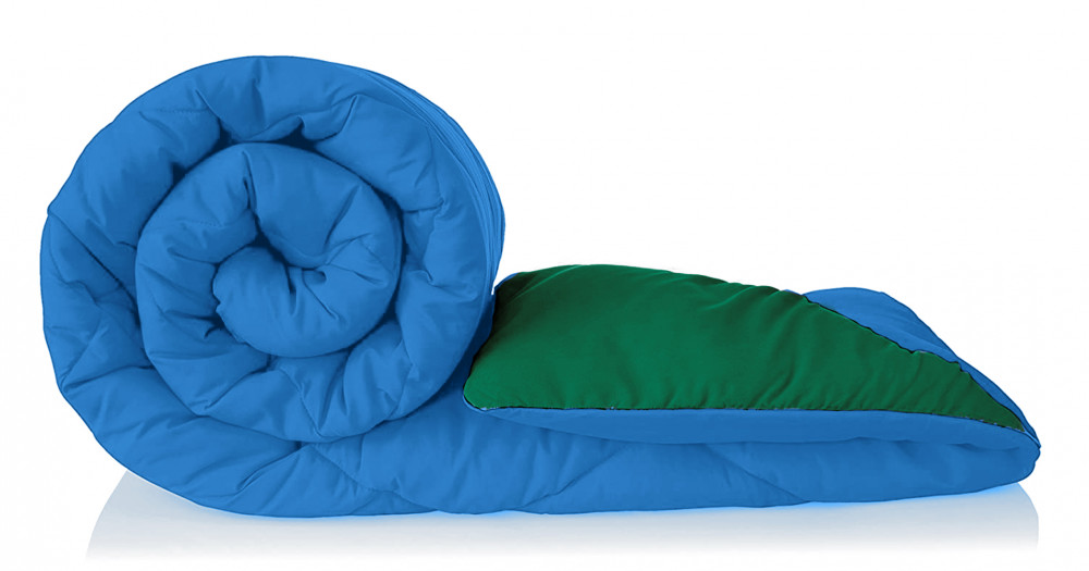 Kuber Industries Comforter for Double Bed|Microfiber Winter Comforter for Double Bed|220 GSM Reversible Comforter|AC Quilt|Dohar|Blanket |Sky Blue &amp; Green
