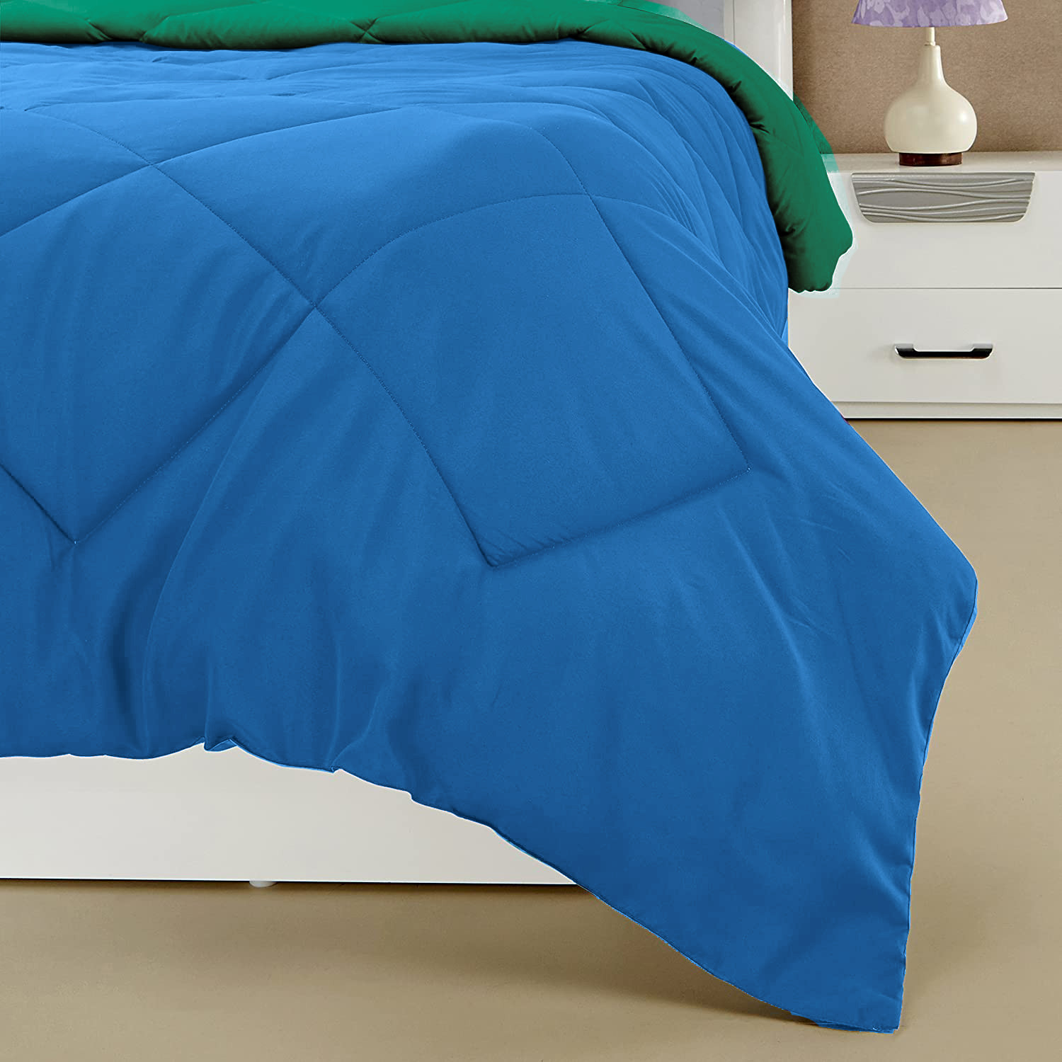 Kuber Industries Comforter for Double Bed|Microfiber Winter Comforter for Double Bed|220 GSM Reversible Comforter|AC Quilt|Dohar|Blanket |Sky Blue & Green