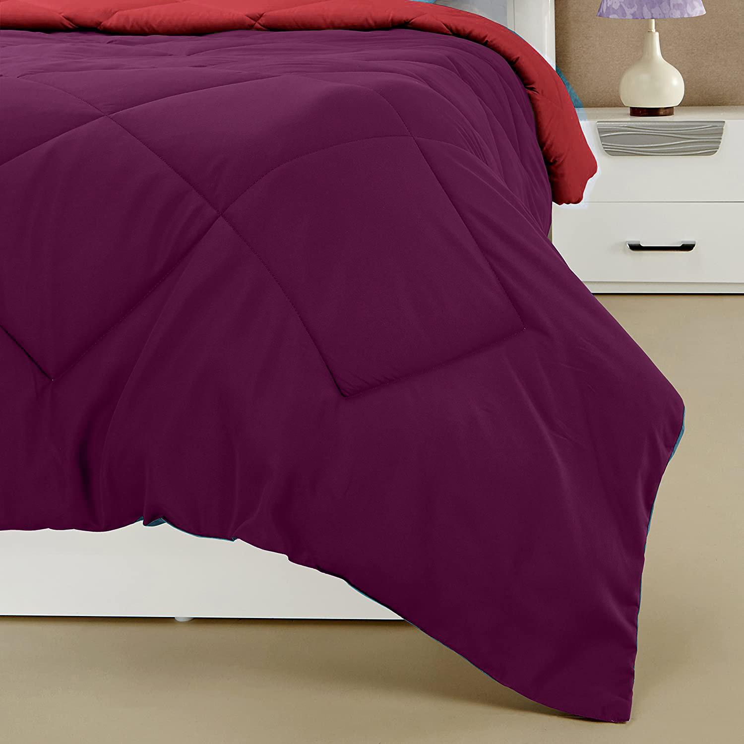 Kuber Industries Comforter for Double Bed|Microfiber Winter Comforter for Double Bed|220 GSM Reversible Comforter|AC Quilt|Dohar|Blanket |Purple & Pink