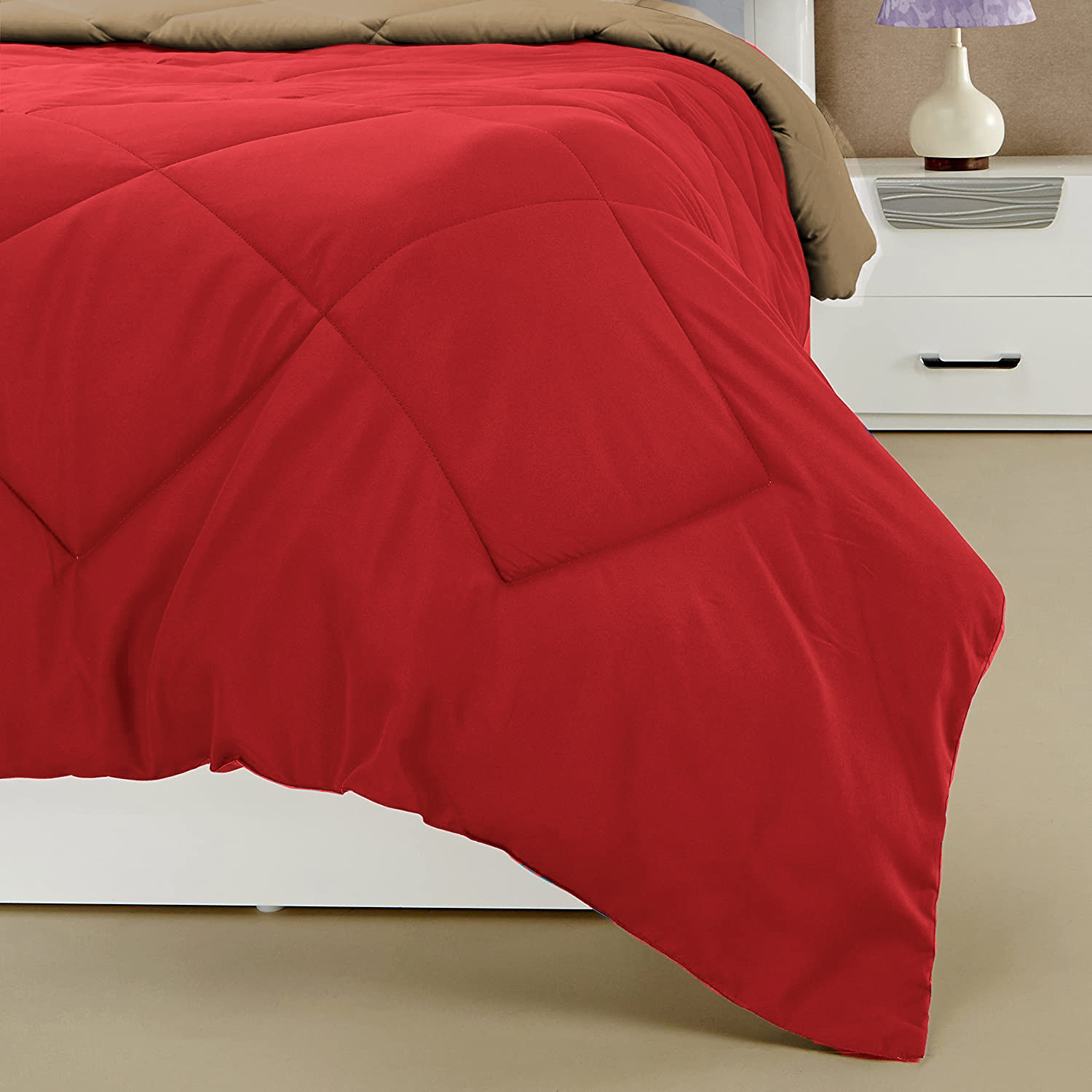 Kuber Industries Comforter for Double Bed|Microfiber Winter Comforter for Double Bed|220 GSM Reversible Comforter|AC Quilt|Dohar|Blanket |Pink & Beige