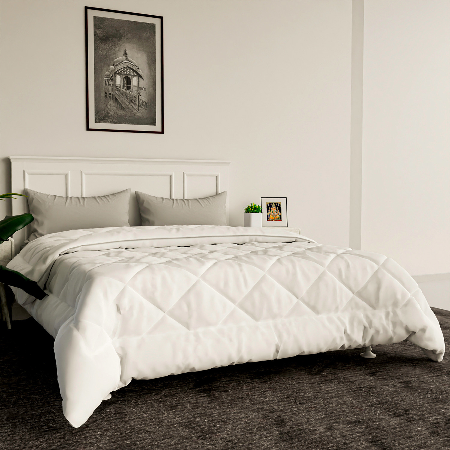 Kuber Industries Comforter for Double Bed|Microfiber Winter Comforter for Double Bed|220 GSM Reversible Comforter|AC Quilt|Dohar|Blanket (White)