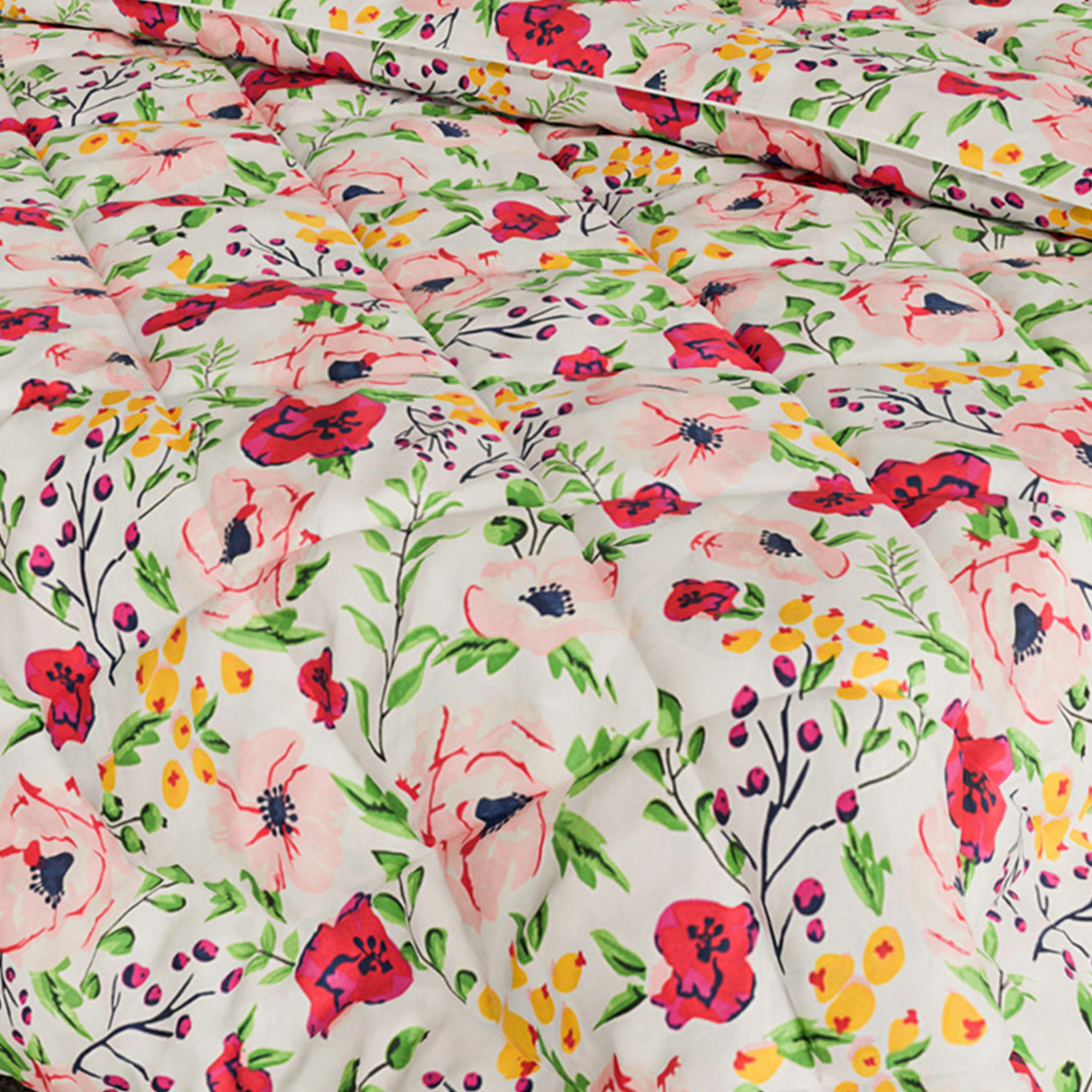 Kuber Industries Comforter for Double Bed|Microfiber Winter Comforter for Double Bed|220 GSM Reversible Flower Design Comforter|AC Quilt|Dohar (White)