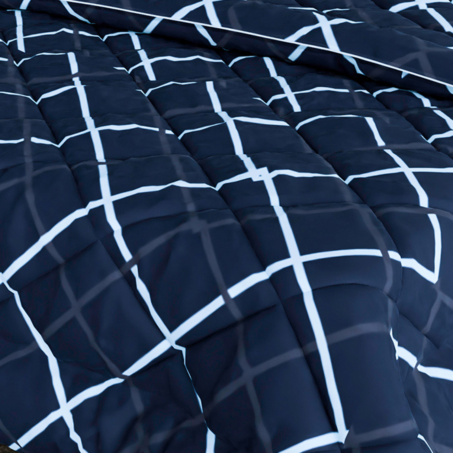 Kuber Industries Comforter for Double Bed|Microfiber Winter Comforter for Double Bed|220 GSM Reversible Zig Zag Design Comforter|AC Quilt|Dohar (Blue)