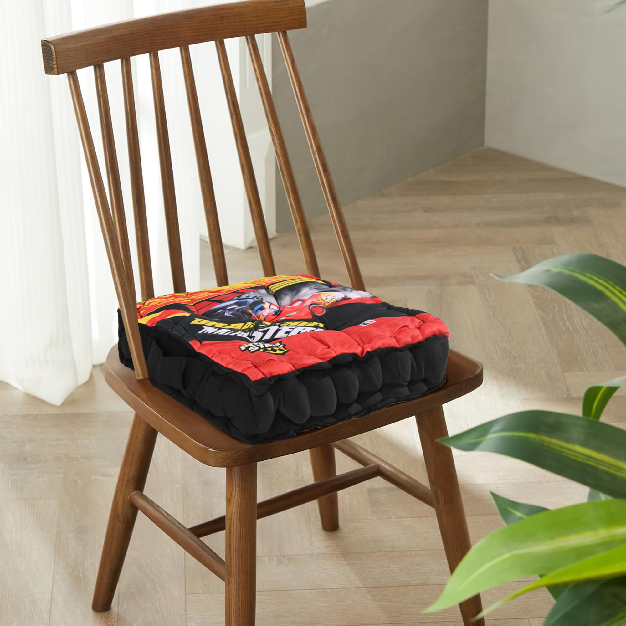 Kuber Industries Comfy Back Rest for Chair  Soft Sitting Cushion Pillow for Back  Hip Support  Gaddi for Car Seat  Disney Car - Red