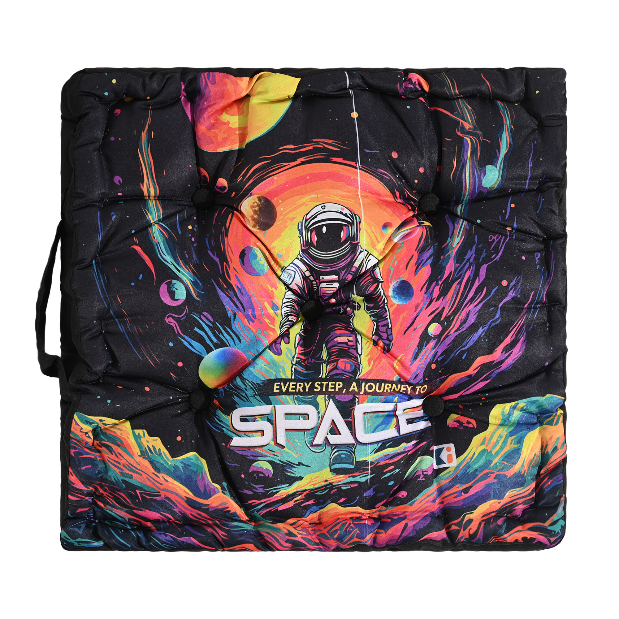 Kuber Industries Comfy Back Rest for Chair  Soft Sitting Cushion Pillow for Back  Hip Support  Gaddi for Car Seat  Journey to Space -Black