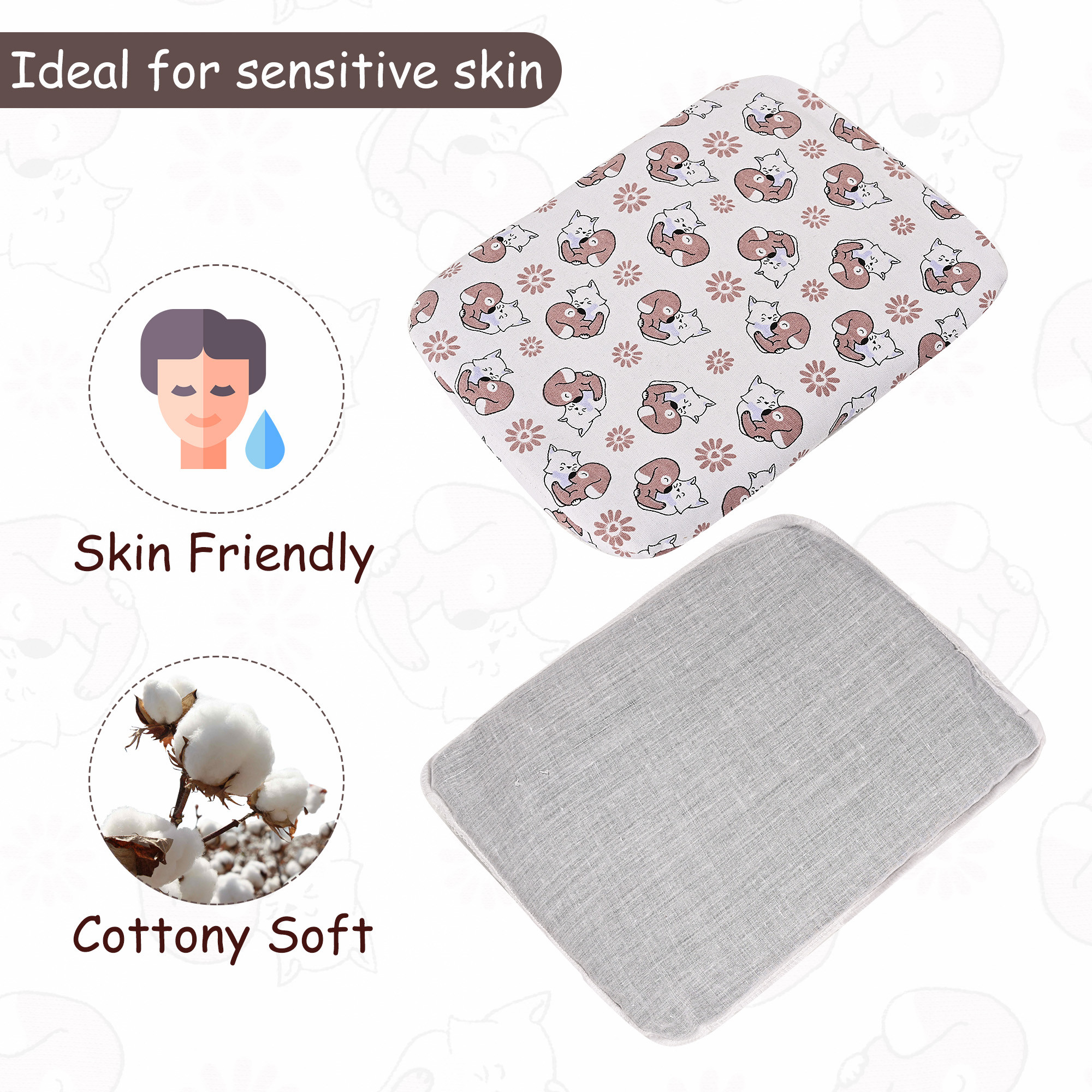 Kuber Industries Comfy Hosiery Cotton Ragi Pillow for Baby Head Shaper  Rai Ka Pillow for New Born  Support Takiya  Teddy - White  Brown