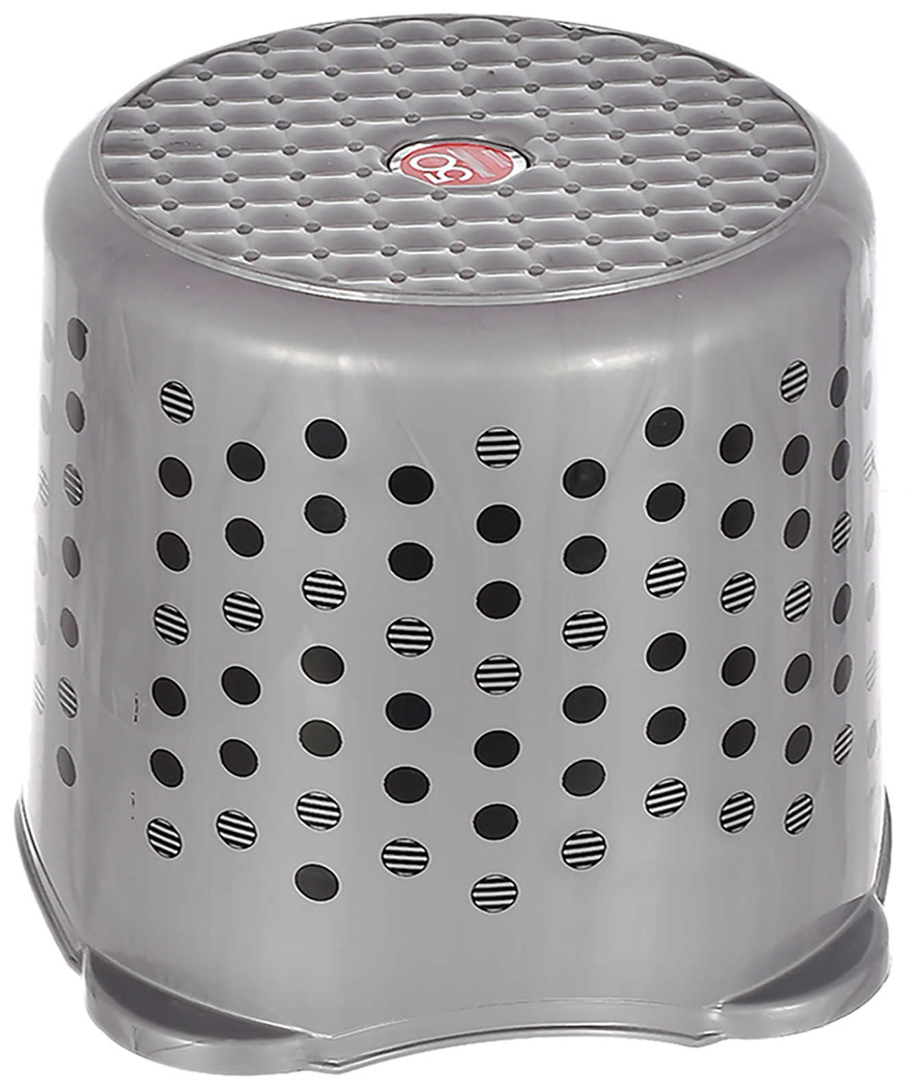Kuber Industries Comfy Stool Dot Printed Multiuses Portable, Lightweight, Strong, Durable Plastic Bathroom/Step/Sitting Stool, Patla (Grey)-46KM0155