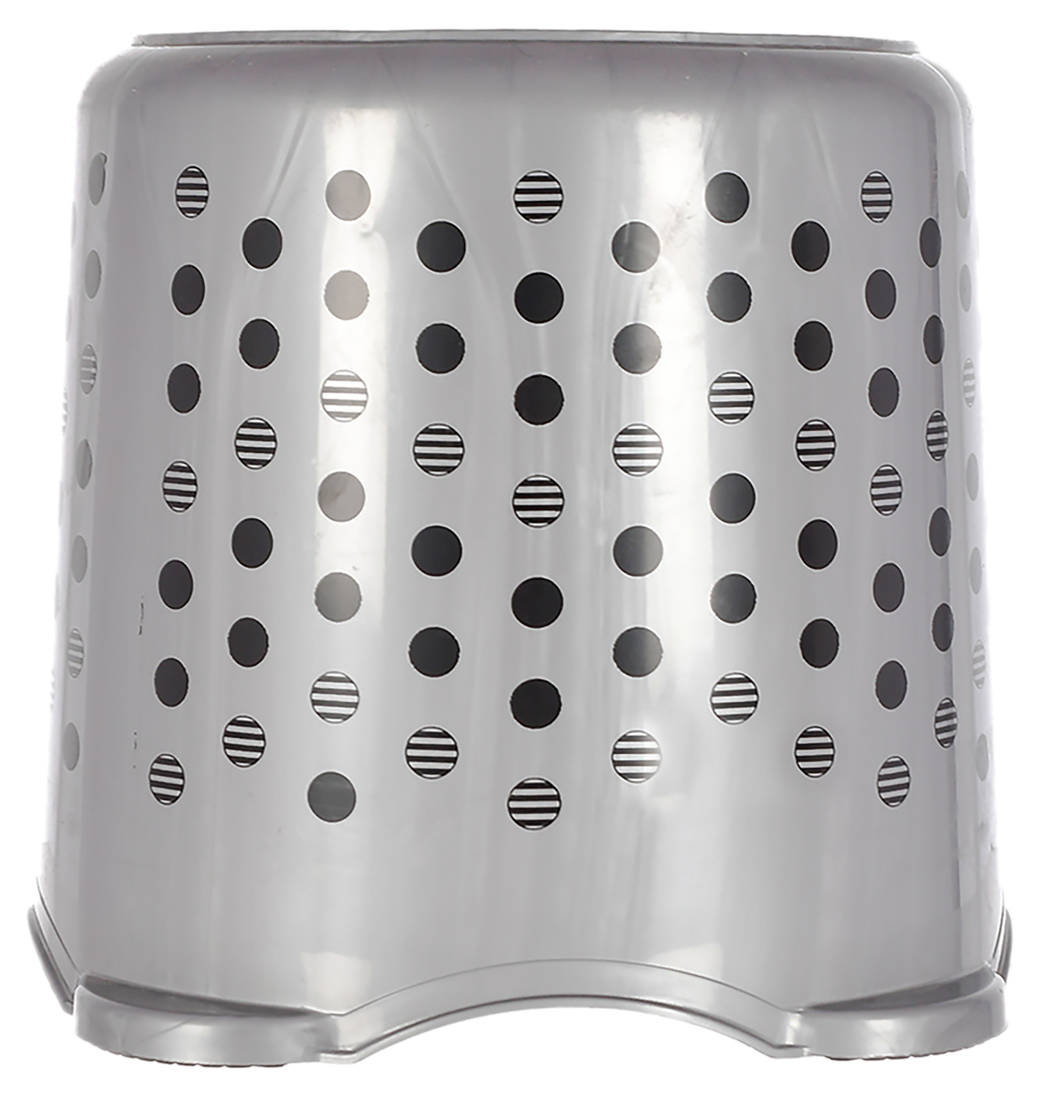 Kuber Industries Comfy Stool Dot Printed Multiuses Portable, Lightweight, Strong, Durable Plastic Bathroom/Step/Sitting Stool, Patla (Grey)-46KM0155