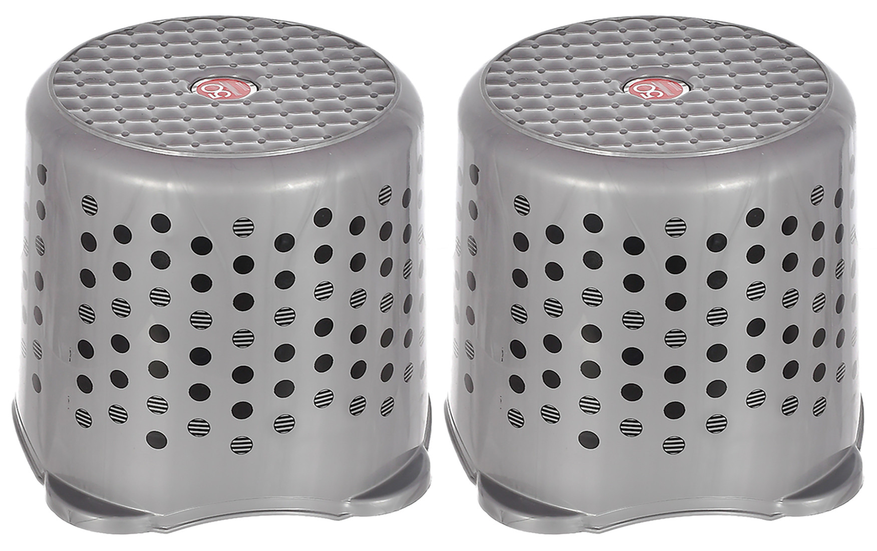 Kuber Industries Comfy Stool Dot Printed Multiuses Portable, Lightweight, Strong, Durable Plastic Bathroom/Step/Sitting Stool, Patla (Grey)-46KM0155