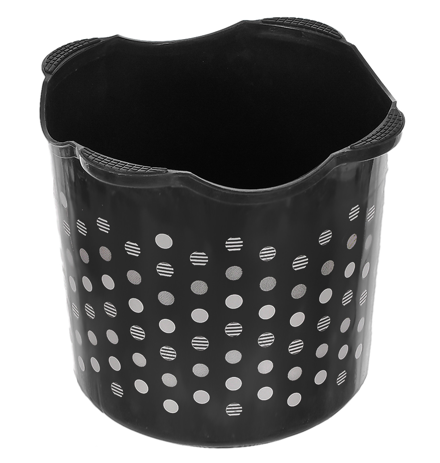 Kuber Industries Comfy Stool Dot Printed Multiuses Portable, Lightweight, Strong, Durable Plastic Bathroom/Step/Sitting Stool, Patla- Pack of 2 (Black & Grey)-46KM0159