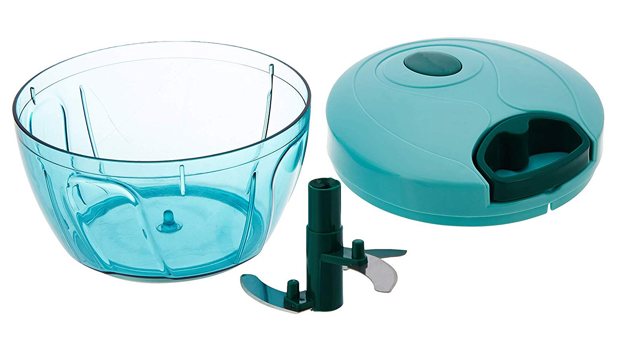 Kuber Industries Compact Vegetable Handy Chopper with 3 Blades,500 ML (Green)-KUBMART1322