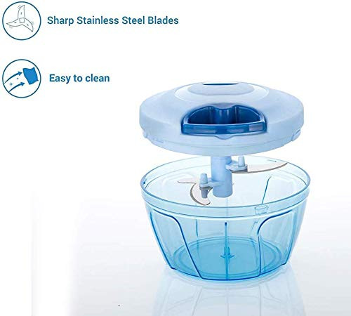 Kuber Industries Compact Vegetable Quick Chopper with 3 Blades,500 ML, (Blue)-KUBMART1326