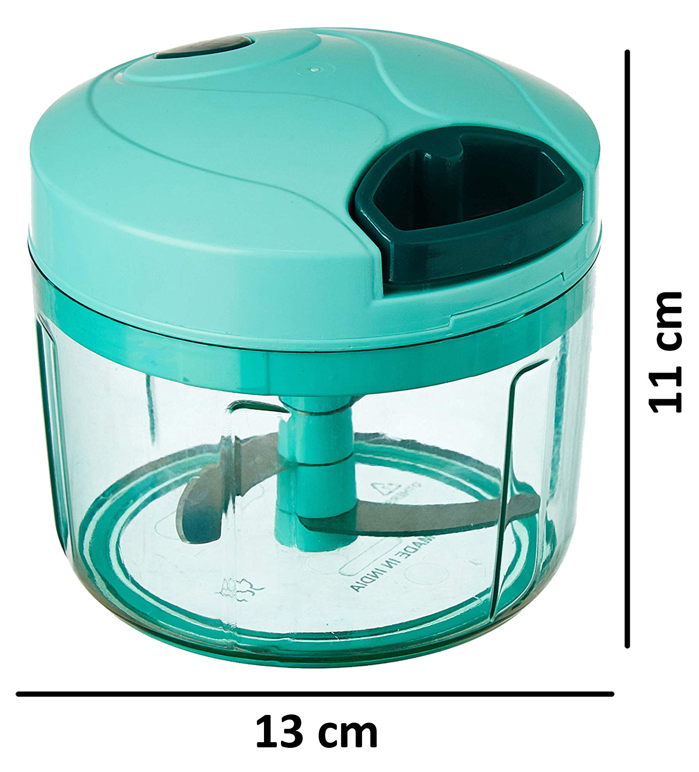 Kuber Industries Compact Vegetable Quick Chopper with 3 Blades,650 ML, (Green)-KUBMART1330