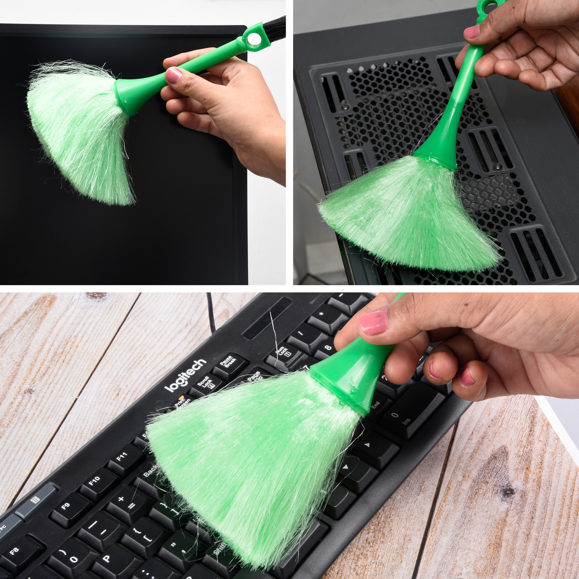 Kuber Industries Computer Brush  Computer Keyboard Brush  Kitchen Duster  Laptop Keyboard Brush  Computer Dual Brush  Cleaning Tool for Computer  Pack of 3  Multicolor