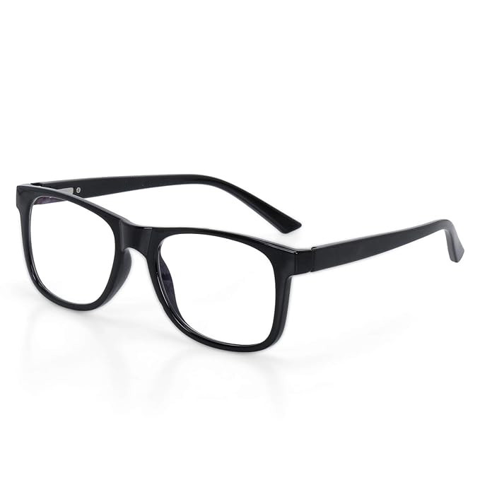 Kuber Industries Computer Glasses | Square Blue Cut Glasses | Eye Protection Glasses | Reading Glasses | UV Protection Glasses | Blue Light Filter Glasses | Zero Power Glasses | Black
