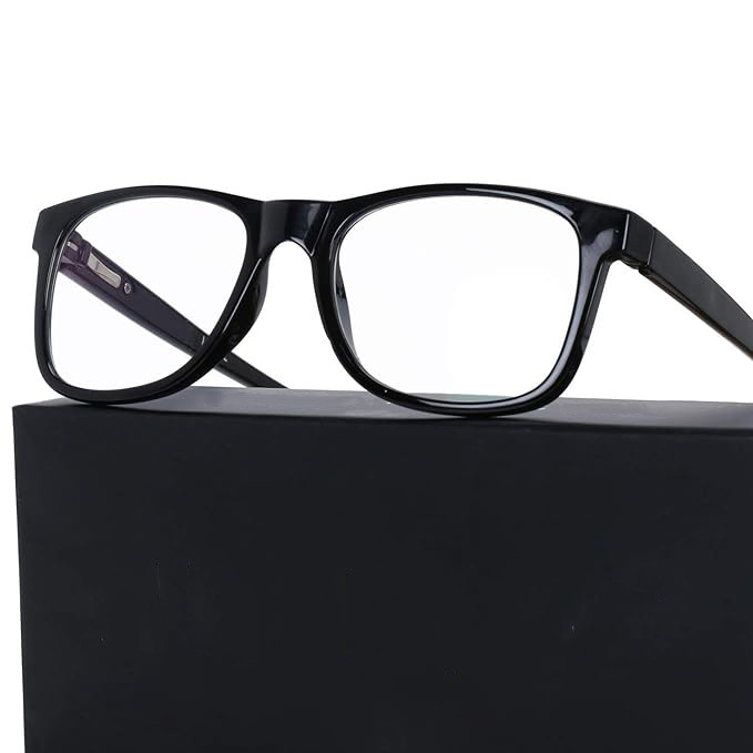 Kuber Industries Computer Glasses | Square Blue Cut Glasses | Eye Protection Glasses | Reading Glasses | UV Protection Glasses | Blue Light Filter Glasses | Zero Power Glasses | Black