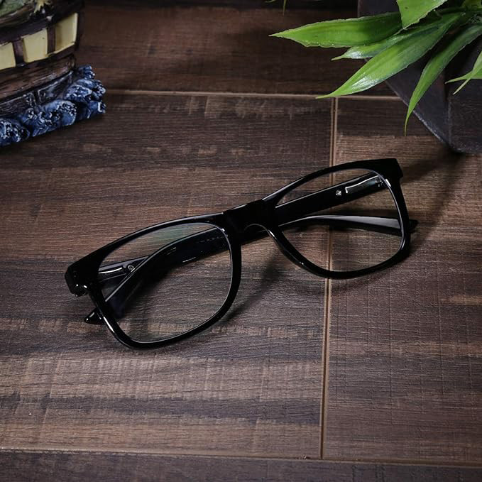 Kuber Industries Computer Glasses | Square Blue Cut Glasses | Eye Protection Glasses | Reading Glasses | UV Protection Glasses | Blue Light Filter Glasses | Zero Power Glasses | Black
