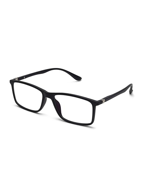 Kuber Industries Computer Glasses | Square Blue Cut Glasses | Eye Protection Glasses | Reading Glasses | UV Protection Glasses | Blue Light Filter Glasses | Zero Power Glasses | Black