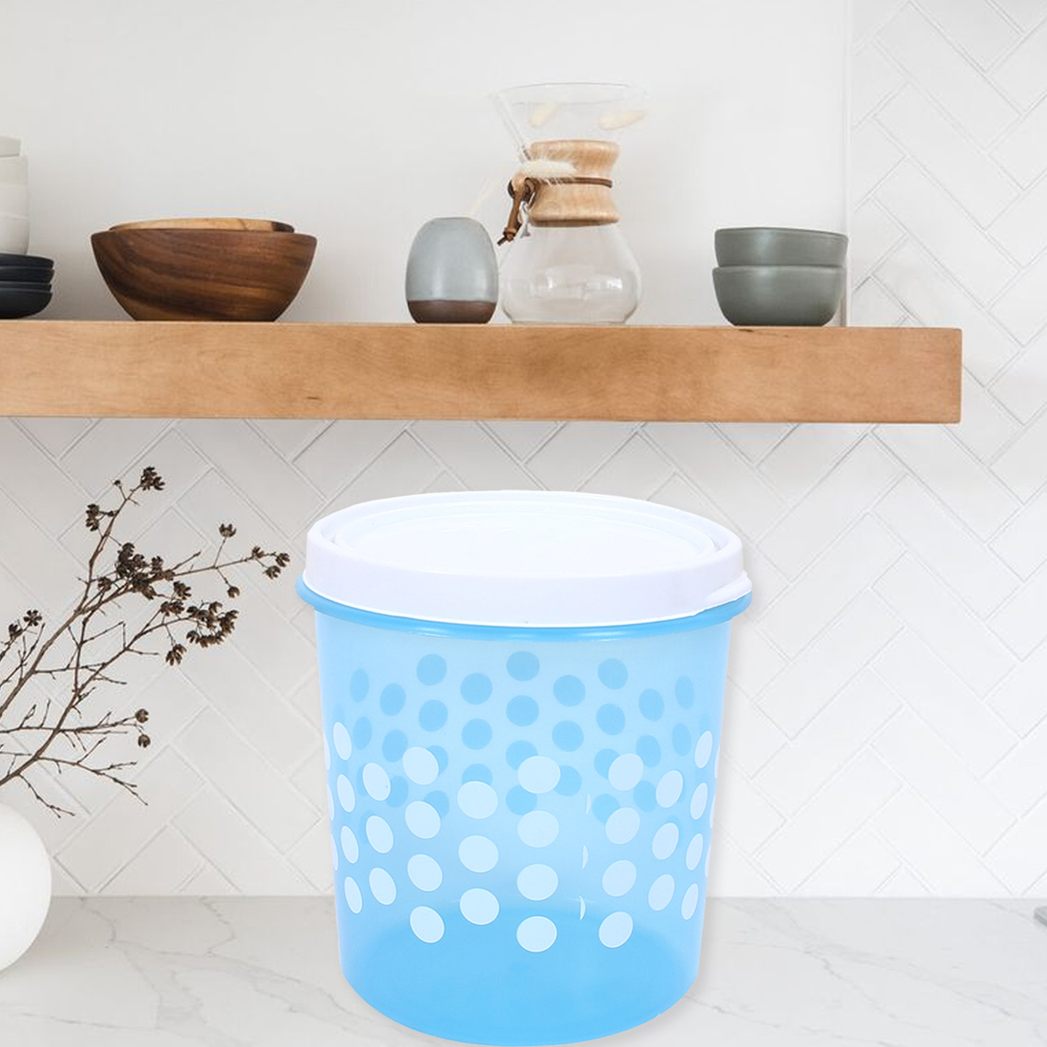 Kuber Industries Container  Plastic Container For Kitchen  Food Storage Container For Kitchen  Dot Printed Storage Containers  5 Litre  CONTI 105  Sky Blue