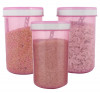 Kuber Industries Containers Set for Kitchen|BPA-Free Plastic 1500 ML Storage Containers Set With Spoon for Kitchen (Pink)