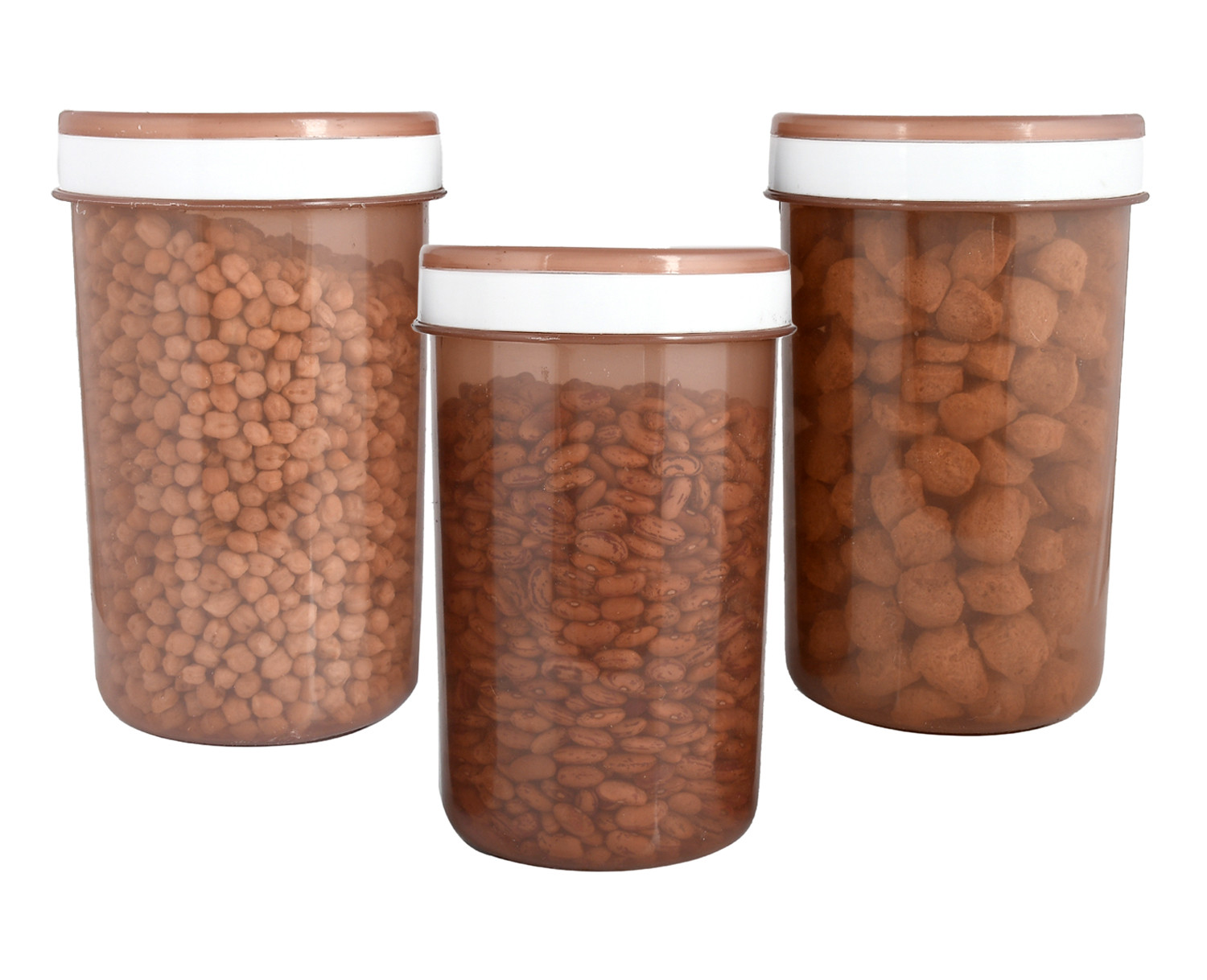 Kuber Industries Containers Set for Kitchen|BPA-Free Plastic 1500 ML Storage Containers Set With Spoon for Kitchen (Brown)